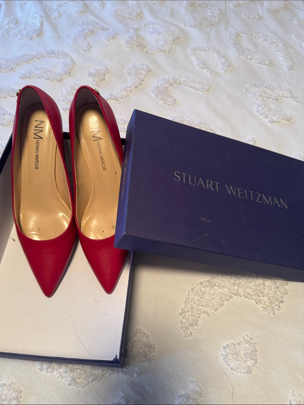 Neiman Marcus Red Pointed Leather Pumps